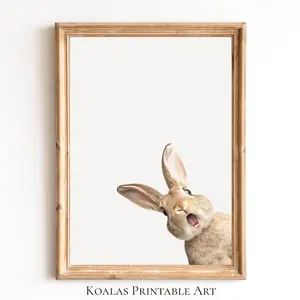 Bathroom Wall Art | Funny Bunny Poster | Easter Rabbit | Printable Room Decor | Toilet Humor | Nursery | Animal Art
