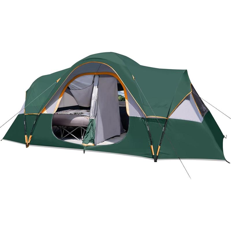 Camping Tent 10-Person-Family Tents, Parties, Music Festival Tent, Big, Easy Up, 5 Large Mesh Windows, Double Layer, 2 Room, Waterproof, Weather Resistant, 18ft x 9ft x78in