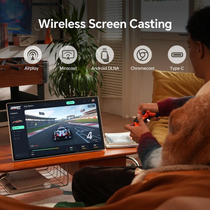 KTC 25'' 1080p MegPad A25Q5 Portable TV Touchscreen Monitor With Case, Qualcomm 8-core CPU 8GB+128GB, Android 14, Google EDLA Certification, 8MP Camera, 2*8W+2*4W Speakers, Remote Control, Built-in Battery 5000mAh+Wi-Fi 5