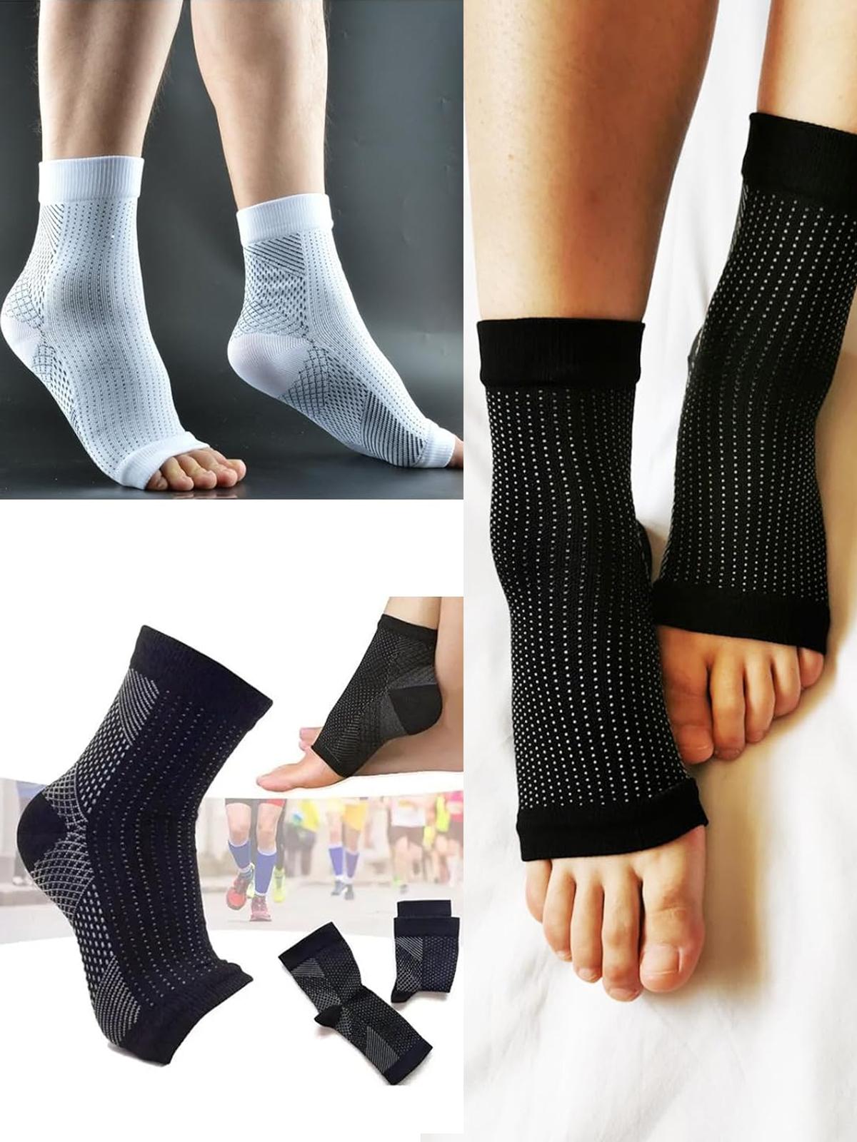 4Pair Plantar Fasciitis Compression Socks - Plantar Fasciitis Relief for All Day Wear - Best Ankle Sleeve and Arch Support for Foot Pain and Comfort Black compressionsocks