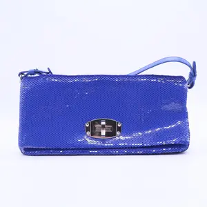 Pre-owned miu miu Canvas Shoulder Bags Sequin Leather Trimmed Shoulder Bag B20211