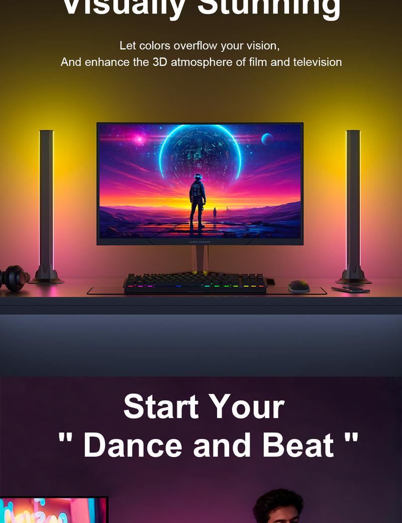 Valentine's Day RGB Smart LED Bar Light, App & Remote Control Ambient Desktop Lamp, USB Powered Music Sync Mood Lighting for Gaming Setup, Bedroom & Romantic Desk Decor Valentine's Day RGB Smart LED Bar Light, App & Remote Control Ambient Desktop Lamp, USB Powered Music Sync Mood Lighting for Gaming Setup, Bedroom & Romantic Desk Decor