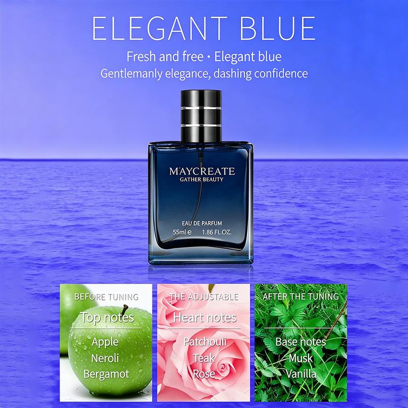 M'AYCREATE Men's Eau De Toilette 55ml Azure Sea Salt Freshness Knight Woodsy Deep Scent Long Lasting Marine Classic Fragrance with Lemon Cedarwood Notes Ideal for Spring Summer Outings