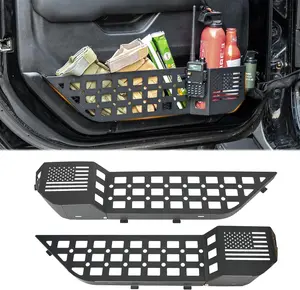 Metal Front Door Pocket Storage Box Compatible with Jeep Wrangler JL JLU 4XE 2018-2024 & Gladiator JT 2020-2024 Rubicon Sport Sahara Interior Door Storage Organizer Molle Panels（Not Fit Power Seats）