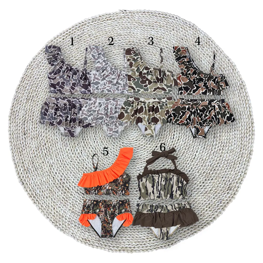 Baby Girls Southern Wood Camouflage Print 2pcs Halter Straps Top Bikini Swimsuits Swim Wear