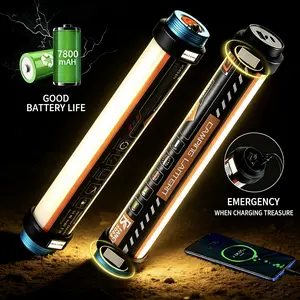6-in-1 Multi-Flashlight/Under Hood Work Light Bar, 7800mAh (Power Bank) with Digital Battery Display, Rechargeable, Window Breaker, IP68 Waterproof, Warning Light, Camping Light, Suitable for Mechanics, Auto Repair, Garage, Outdoors, Emergency.