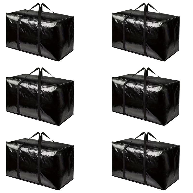 STOWM 6-Count Heavy-Duty Extra Large Collapsible Zippered Blue Storage Bags - Quality Plastic, Home and Office Organiser, for Clothes, Tools, Bulky Items, Storage Organization, Convenient Space-Savers summerwins
