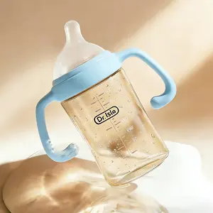 Dr.Isla Premium PPSU Baby Bottle, 13° Angled Breast-Like Silicone Nipple, Heat Sensitive Temperature Indicator for Safe Feeding, Easy Clean Wide Neck with One-Piece Handle, Air Vent Design, BPA & BPS Free, 5oz 8oz (PS74)