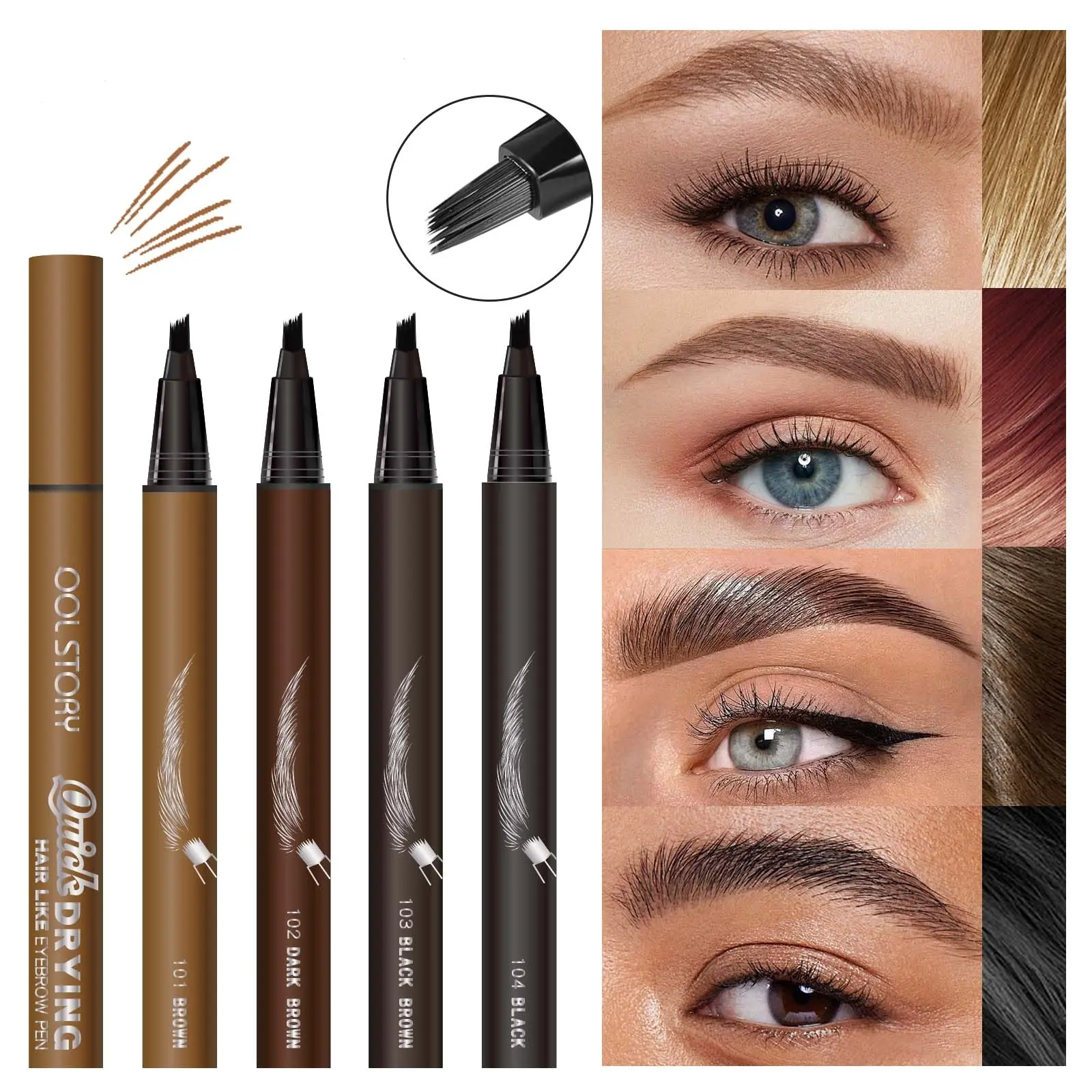 Square Brush Eyebrow Pen, Waterproof Long-Lasting Eyebrow Pencil for Natural Fluffy Brows Beginners,back to school