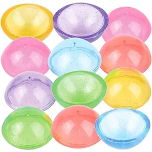 Jumbo Glitter Poppers, Set of 10, Pop-Up Half Ball Toys in Assorted Glittery Colors, Old School Retro 90s Toys for Kids, Birthday Party Favors, Goodie Bag Fillers for Boys and Girls