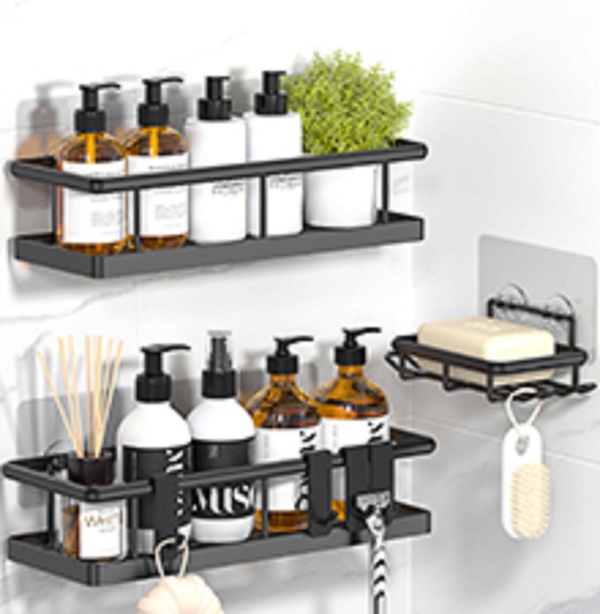 Shower Caddy No Drilling - Rustproof Adhesive Shower Organizer with Soap Holder, Large Capacity Storage Shelves for Bathroom, Kitchen & Home Decor