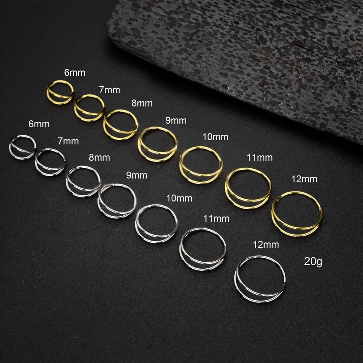 Oufer 20G Double Nose Hoop Hinged Segment Nose Ring Nose Piercings Jewelry