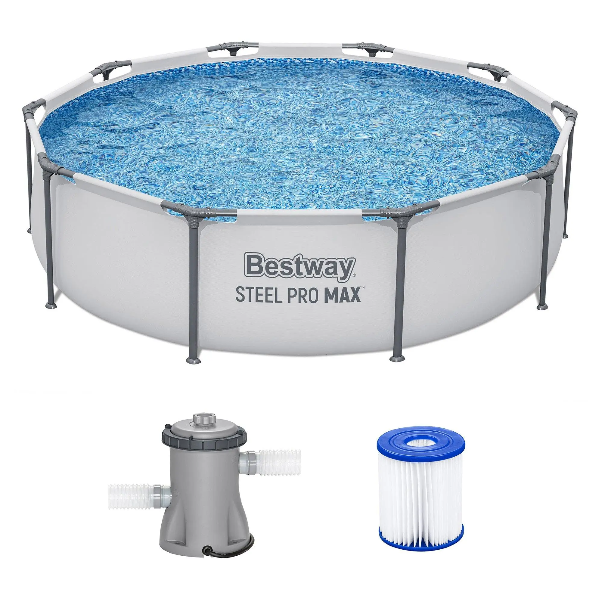 Bestway Steel Pro MAX 10'x30" Round Above Ground Outdoor Swimming Pool with Pump
