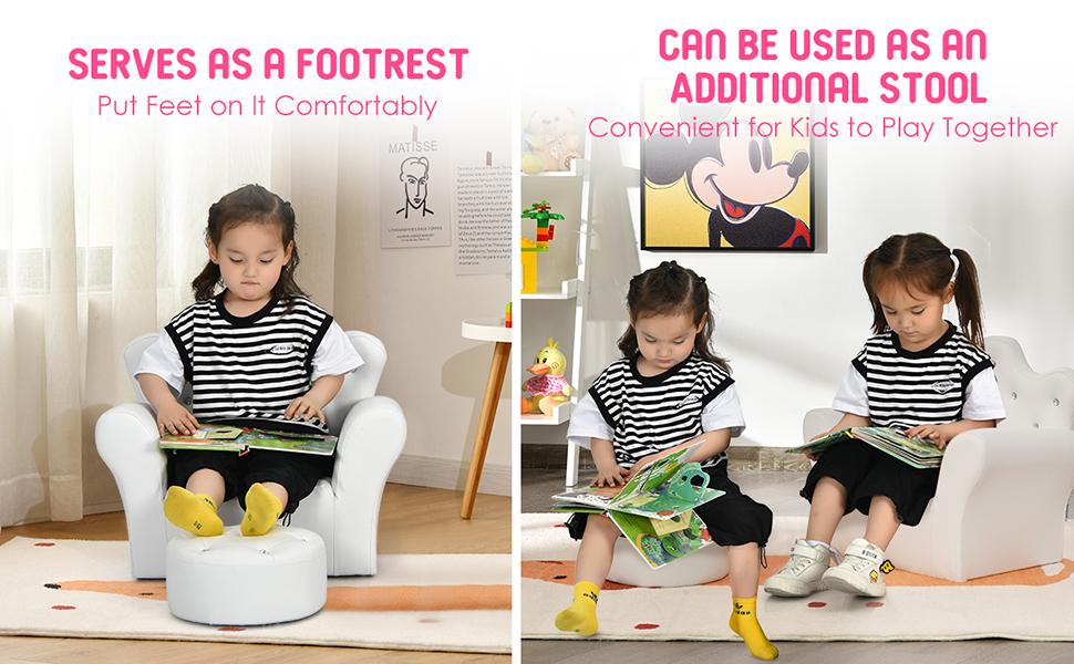 Costzon Kids Sofa, Children Princess Upholstered Couch Armrest Chair with Ottoman, PVC Leather & Embedded Crystal, Christmas Birthday Gifts Costzon Kids Sofa, Children Princess Upholstered Couch Armrest Chair with Ottoman, PVC Leather & Embedded Crystal, Christmas Birthday Gifts