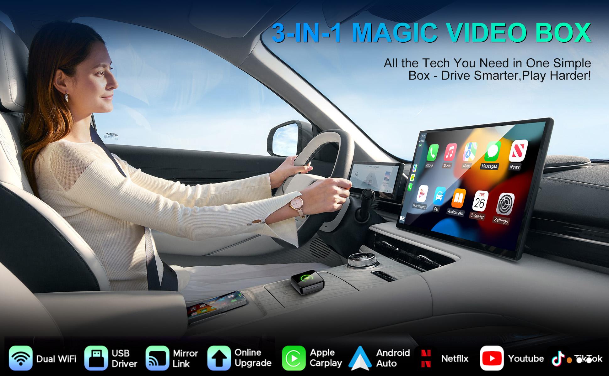 Mini Orange Cube Wireless CarPlay & Android Auto Adapter 2026 Plug & Play Fast Auto-Reconnect for Enhanced Connectivity