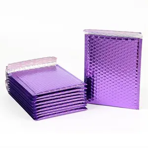 10pcs Metallic purple Bubble Mailers Padded shipping Packaging Padding Self Seal Bag purple Mailing Envelopes for Courier Bags