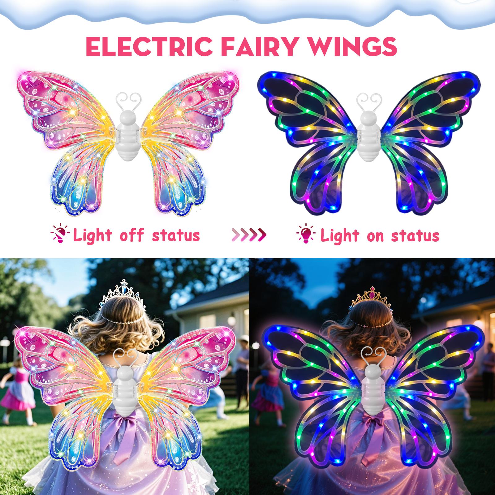 Light Up Fairy Wings for Girls - LED Butterfly Wings with Music for Kids Aged 3 4 5 6 7+ Costume, Birthday Christmas Party Costume Princess Toys for Girls