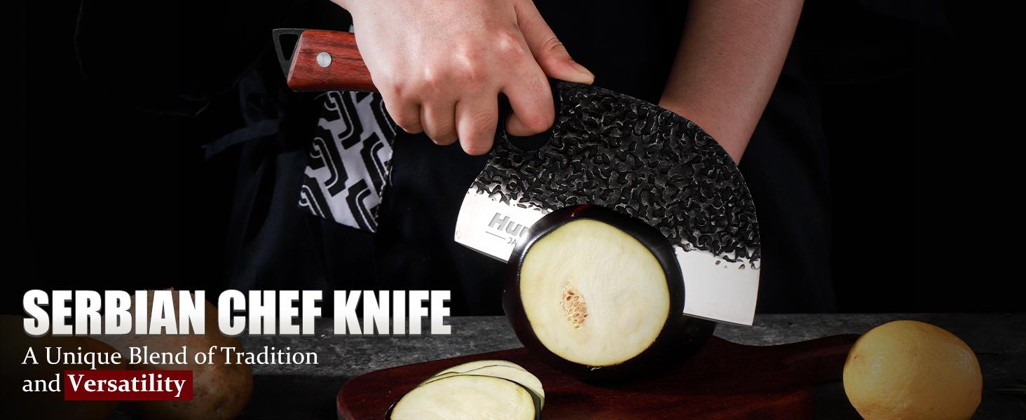 Huusk Hand Forged Butcher Knife Set – 3PCS High Carbon Steel Kitchen Knives with Rosewood Handles for Meat, Bone & BBQ Cutting – Professional Chef Gift for Christmas