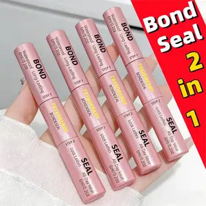 2PCS 2-in-1 Waterproof Eyelash Glue with Sealer, Long Lasting False Eyelash Adhesive Invisible Clear Finish for All Day Wear