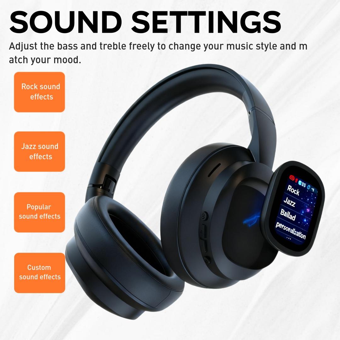 VUB Bluetooth LCD Touchscreen Wireless Headphones with DIY Wallpapers and Multiple Features