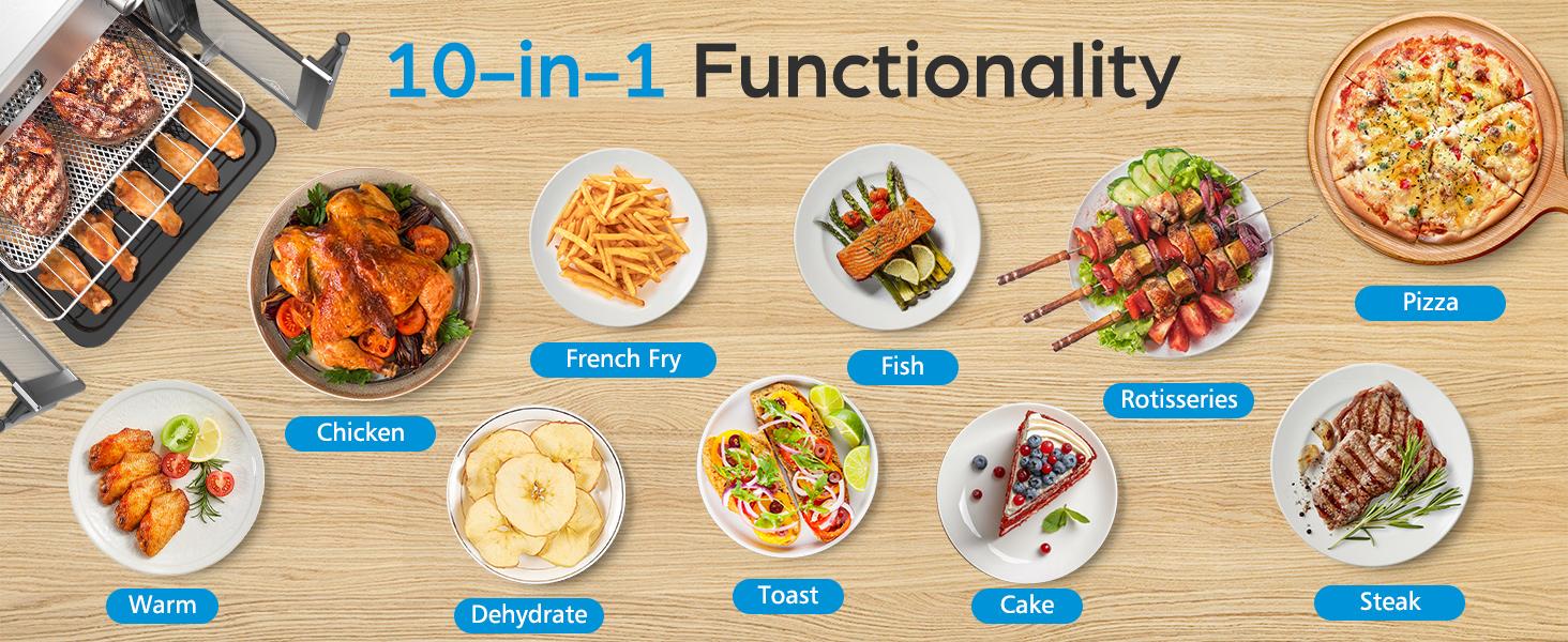 OSTBA French Door Air Fryer Toaster Oven Combo, Airfryer Convection Oven Countertop 10-in-1 Combo, 30% Faster 90% Less Oil, 102 Recipes & 7 Accessories Included 24 QT Stainless Steel