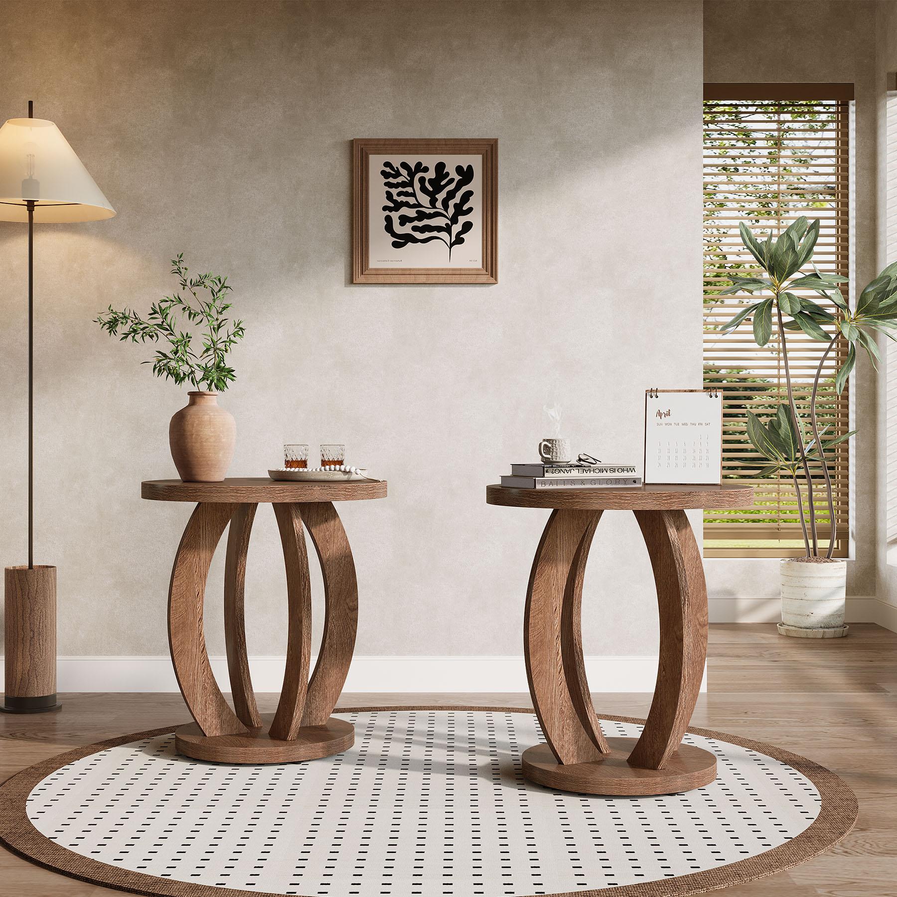 LITTLE TREE End Table, Round Side Table with Storage, Farmhouse Nightstand Bedside with Round Tabletop, Accent End Table for Living Room Bedroom Small Space, Wooden Accent Furniture LITTLE TREE End Table, Round Side Table with Storage, Farmhouse Nightstand Bedside with Round Tabletop, Accent End Table for Living Room Bedroom Small Space, Wooden Accent Furniture