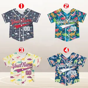 Personalized Kid Dinosaur Baseball Jersey, Custom Name Number Youth Baseball Shirt,Baseball Jersey For Baseball Boy Girls,Kids Birthday Gift