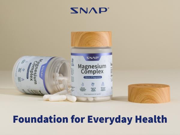 Snap Supplements - 3 in 1 Magnesium Complex - High Absorption - 60 Servings - Natural Supplement Capsules