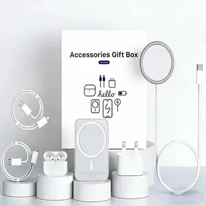 Upgraded 6-in-1 Charging & Audio Accessory Kit– Magnetic Alignment Power Bank,Wireless Charging Pad,Bluetooth Earbuds,USB-C & USB-C to Lightning Cables,Adapter,Compact & Portable,For iPhone & Android