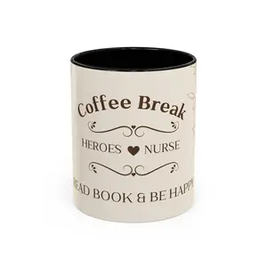 Coffee Break Heroes Nurse Mug | Accent Coffee Mug with Floral Design