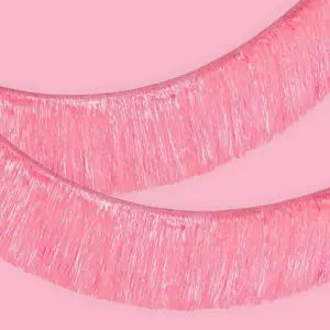 Pink Iridescent Fringe Banner - 5 Ft. | Bachelorette Party Decorations, Birthday Party Decor, 21st Bday Decor, HBD, Photo Booth Banner Backdrop