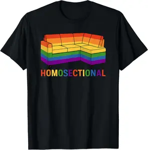 Homosectional LGBT Gay Pride Rainbow Flag Funny Ally T-Shirt Pure Cotton Graphic Tees Menswear Top: Gifts for Men & Women