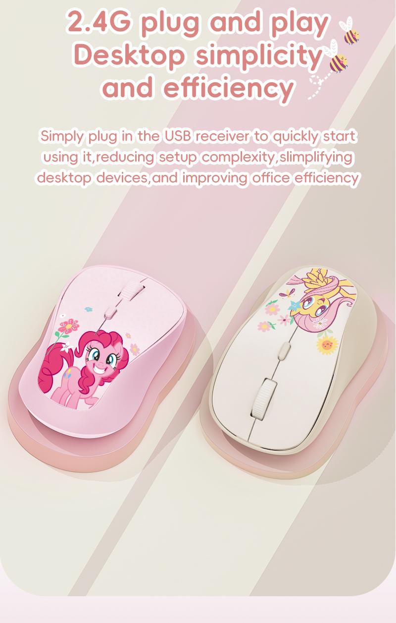 My Little Pony M02 Wireless Mouse Ergonomic Design 2.4 GHz Silent Operation Adjustable DPI Portable Universal Gift for Birthdays Valentine's Day Pink Stickers Slim Mouse TikTokShopHolidayHaul