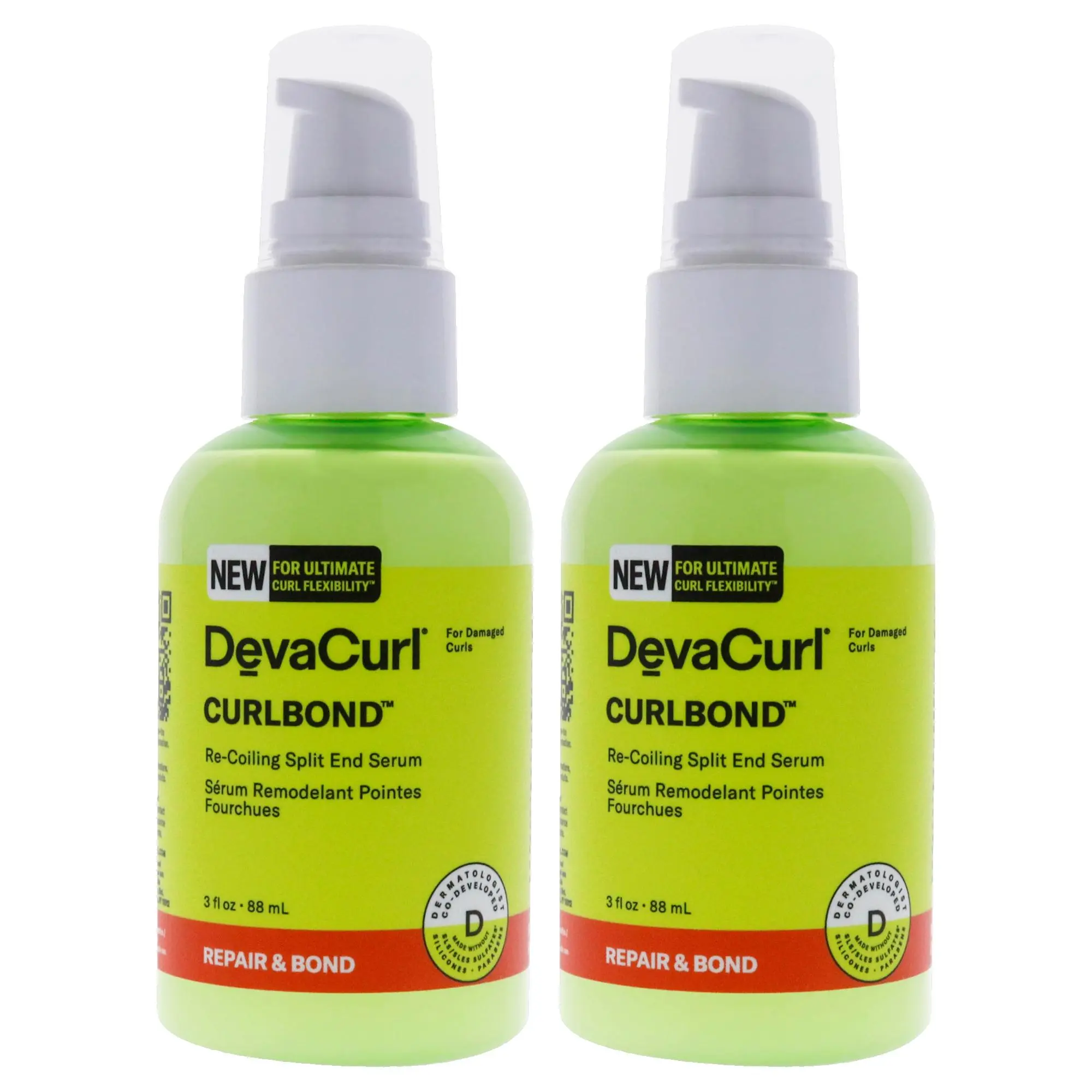 Unisex DevaCurl Curlbond Split End Fixer Haircare Serum - Repair Bond Formula, 3 oz per Bottle, 2 Bottles Pack