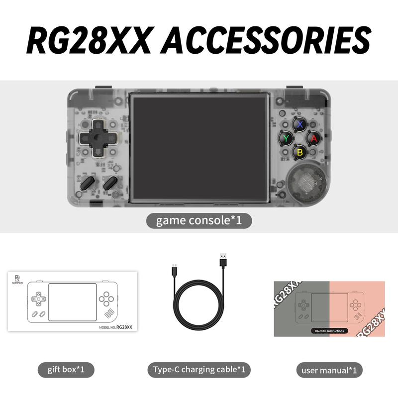 ANBERNIC RG28XX Handheld Game Console 2.83 inch 640*480 IPS Screen Linux System 3100mAh Video Retro Player Support 2.4G Wireless/Wired Controller Supports Music Video Player Small and Convenient Game Console