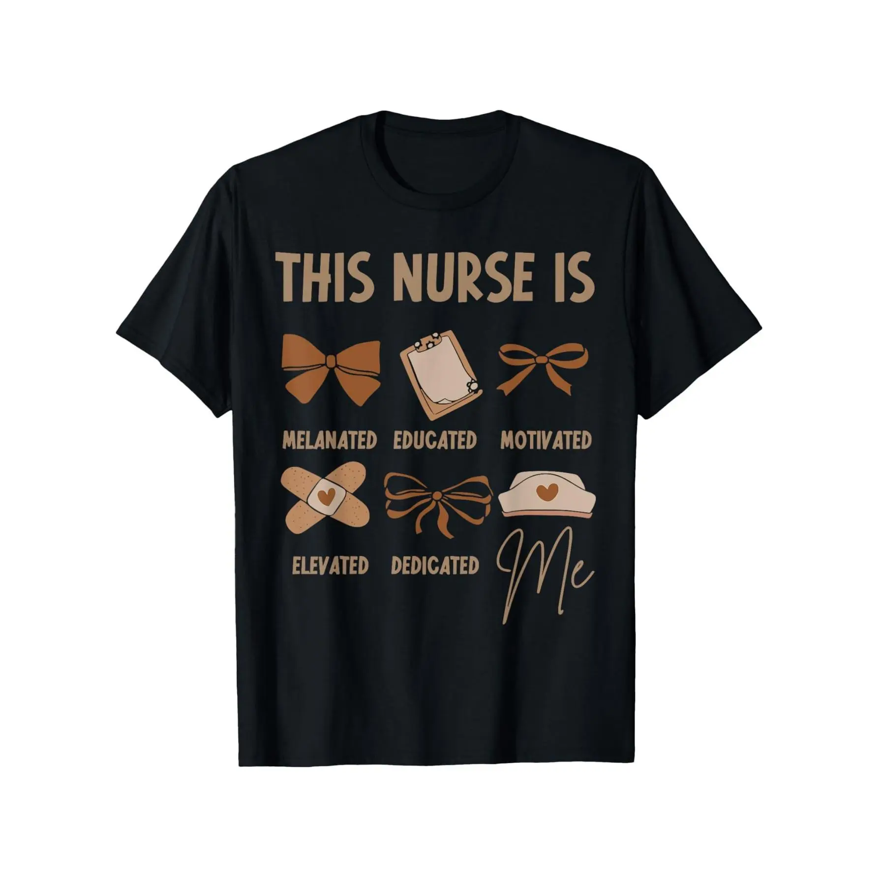 Black History Month Nurse Graduation Melanin Nursing School T-Shirt, Unisex Cotton Casual Round Neck Outdoor Short Sleeve T-Shirt with Slight Stretch, Slightly Elastic, 100%Cotton, S-XXXL Top Crewneck Top Tshirt