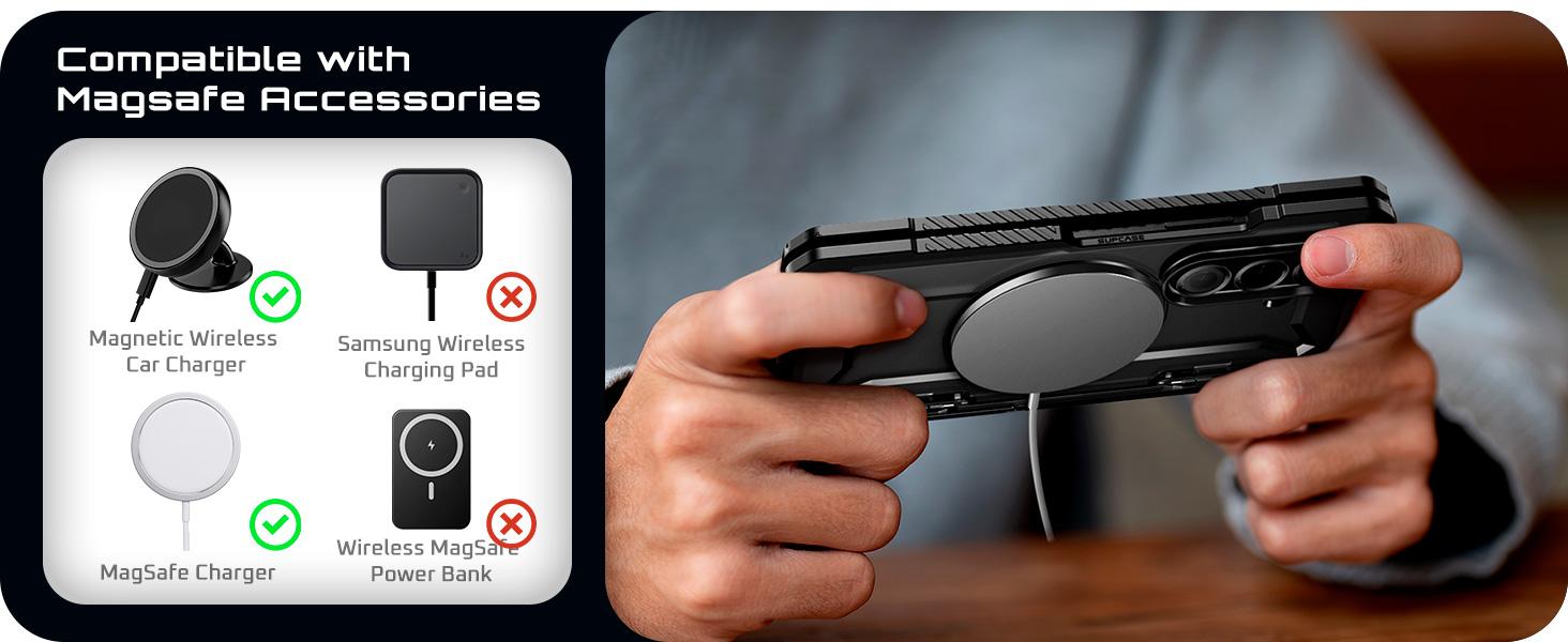 SUPCASE for Samsung Galaxy Z Fold 7 Case with Kickstand UB Grip Compatible with MagSafe Built-in Tempered Glass Screen Protector Hinge Coverage Military-Grade Protection Tilt Support Magnetic Wireless Smartphone Cellphone Protective Shockproof