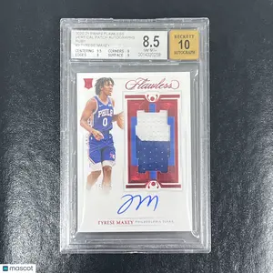 2020 Panini Flawless Vertical Patch Ruby #9 Tyrese Maxey signed BGS 8.5 Auto 10