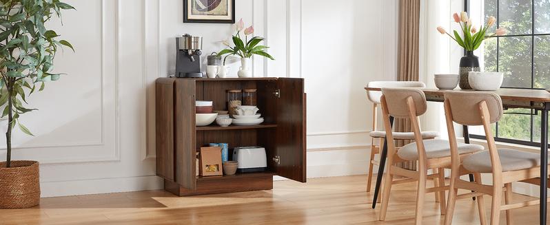 【Valentine's Day Gift】ONBRILL Modern 31.5" Curved Sideboard With Adjustable Shelf & 2 Curved Door Handle for Stylish Storage 【Valentine's Day Gift】ONBRILL Modern 31.5" Curved Sideboard With Adjustable Shelf & 2 Curved Door Handle for Stylish Storage