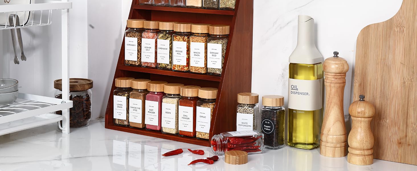 DWTS DANWEITESI 36 Pcs glass spice jars with bamboo lids, clear containers, 4 oz Glass Jars with Spice Labels Stickers, Collapsible Funnel, Seasoning Storage Bottles for Spice Rack, Cabinet, Drawer Kitchen Set DWTS DANWEITESI 36 Pcs glass spice jars with bamboo lids, clear containers, 4 oz Glass Jars with Spice Labels Stickers, Collapsible Funnel, Seasoning Storage Bottles for Spice Rack, Cabinet, Drawer Kitchen Set