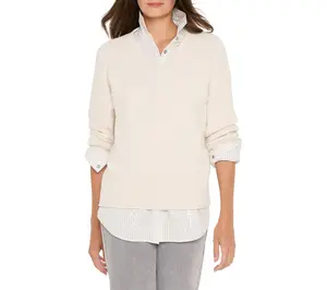 NIC+ZOE V-Neck Shaker Stitch Sweater