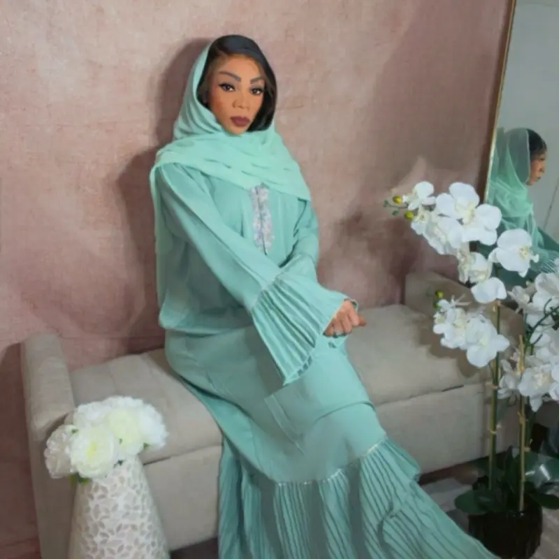 mint green dress hijab Dress For Girls With Hijab main image 0