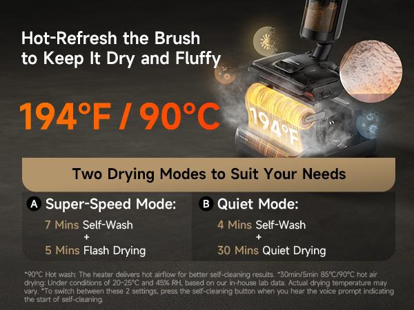 DREAME H14 / H12 Pro FlexReach Vacuum Mop, Wet and Dry Vacuum, 180° Lie-Flat Cordless Vacuum Mop Combo, 140°F Brush Washing, Fast Hot Air Drying in 5 Mins, Great for Sticky Steam Messes Cleaner Self Cleaning System Deep Cleaning Machine