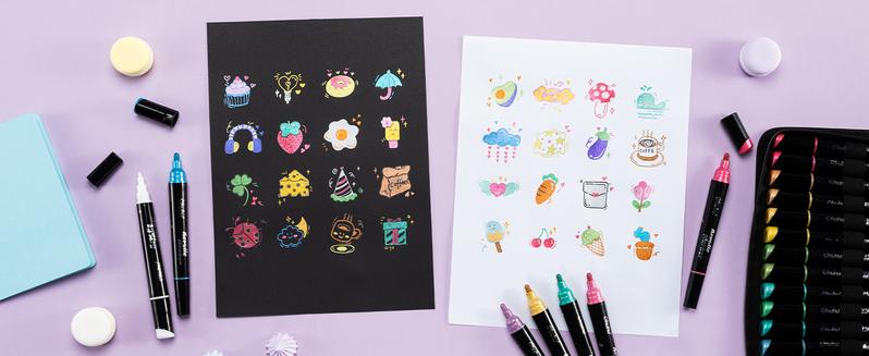 Ohuhu Acrylic Paint Pens:  Dual Tips (Round & Fine) - 30 Colors/60 Colors/90 Colors - Acrylic Markers High Opacity Paint Markers Waterproof Lightfast for Rock Painting Easter Eggs Wood Glass Ceramic Canvas - Kakaako Series of Ohuhuart