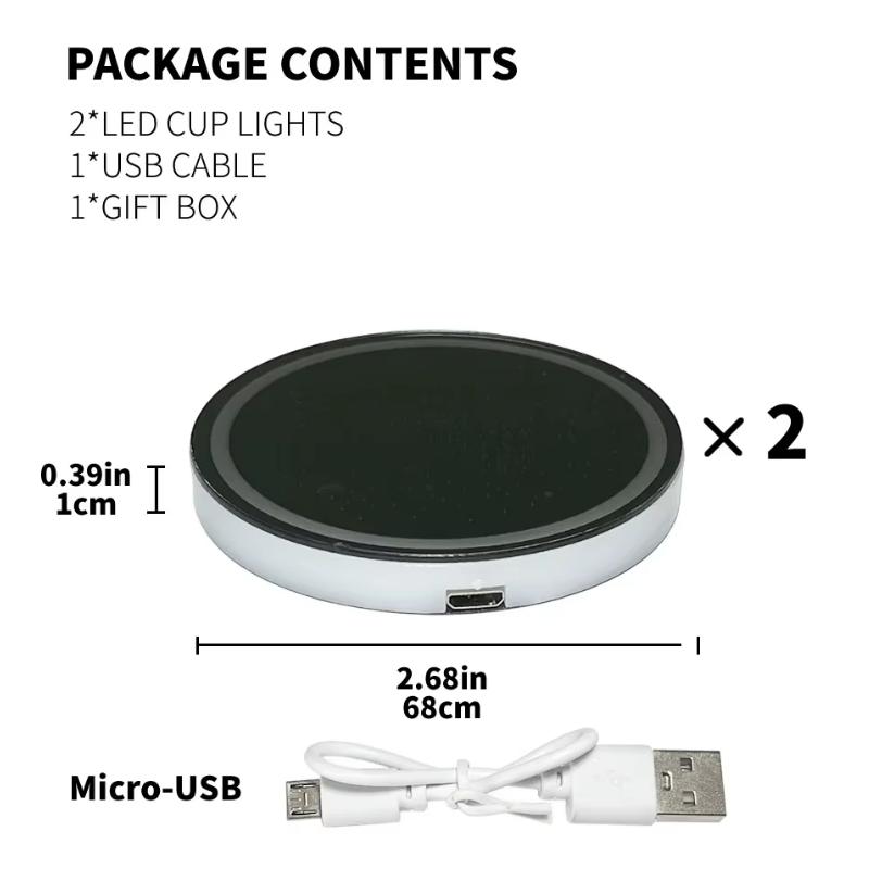 1PCS/2PCS/4PCS LED Cup Holder Lights for Car, Rechargeable 7 Color-Changing Light Up Cup Holder Insert Coasters, Car Accessories for Teens Vehicle