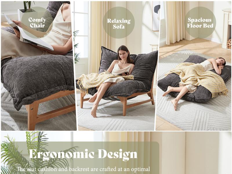 AMERLIFE 46" Oversized Sofa Chair, Modern Accent Chair, Sofa Style Bean Bag with Plush Cushion, Lazy Lounge for Living Room/Best Gift Ideas/Christmas Gifts