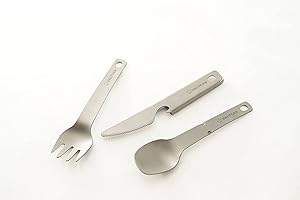 Valtcan Titanium Compact 3 Piece Utensil Fork Spoon Knife Ultralight Carry System 39g