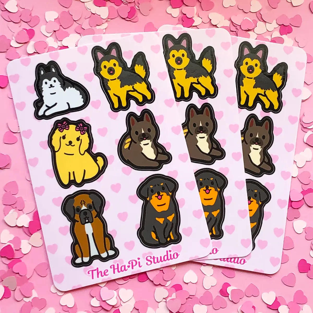 Big Doggos Glossy Vinyl Sticker Sheet | Husky, German Shepherd, Golden Retriever, Pit Bull, Boxer, and Rottweiler stickers | Waterproof and weatherproof stickers