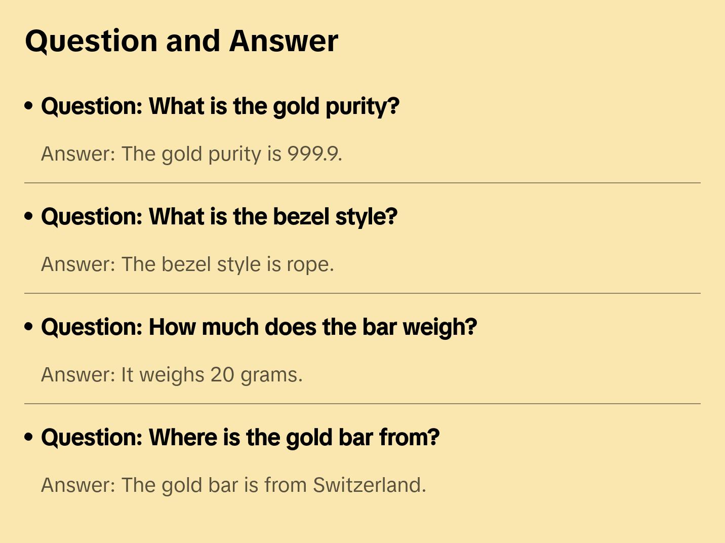 20 Gram Credit Suisse Gold Bar with Rope Bezel 14k Yellow Gold