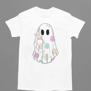 Easter Ghost with Bunny Friend Cute Tshirt for Festive Playful Outfits Perfect for Easter Celebrations
